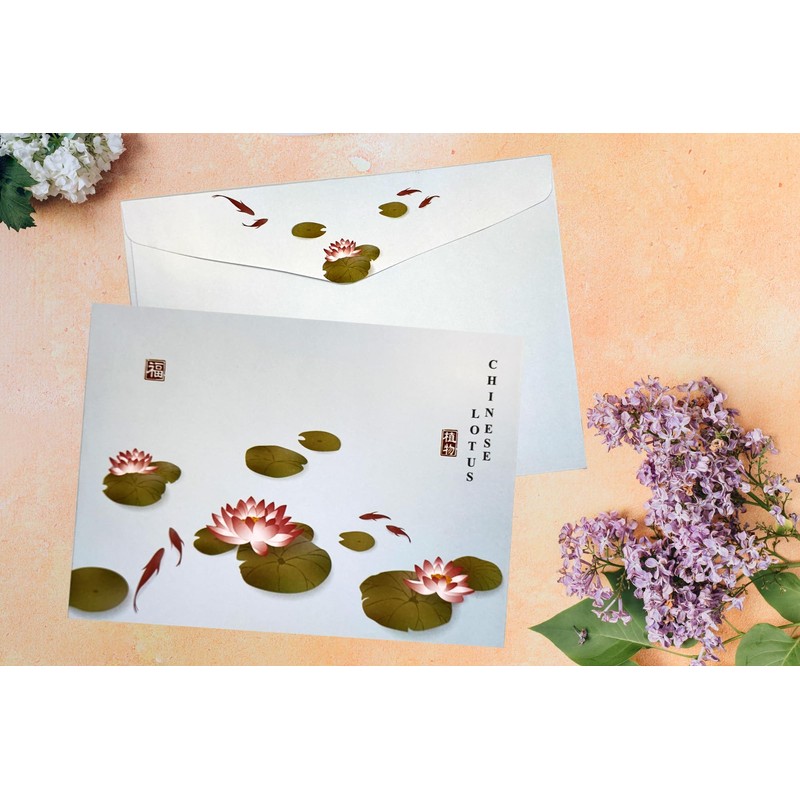 Tanshuqin 10 Pack Flower Envelopes 6.18 x 9.06 Inch Lotus