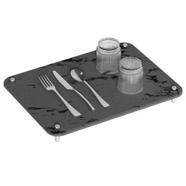 XBUXAIOZL Stone Dish Drying Mat for Kitchen Counter with 4 metal brackets Comes, Fast Dry, Heat Resistant, Super Absorbent Dish Drying Mat, Eco-Friendly Diatomaceous Earth Mat (Grey, 11.8*15.8)