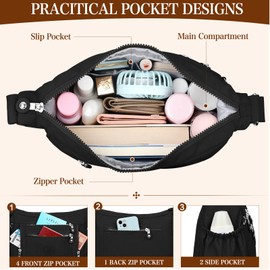 LUROON Women's Handbag Medium Waterproof Nylon Shoulder Bag Women's Medium Size with Adjustable Wide Shoulder Strap Lightweight Shoulder Bag Casual Crossbody Bag Women's Large with Many Compartments