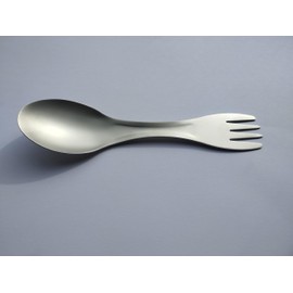 Spork Silver Titanium Outdoor Spork Cutlery Fork Spoon with Nylon Bag