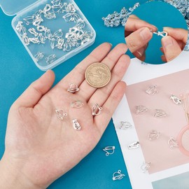 PH PandaHall 50pcs Brass Clip-on Earring Hooks Components Non-Pierced Silver Clip-on Earring Converter Earring Accessories Non-Pierced Earring Findings for DIY Earring Making Women,13x6x7mm