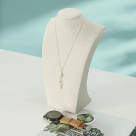 Coward Necklace Bust Stand for Selling Show, Beige Velvet Necklace Jewelry Display Holder for Home Use or Store Shop Show (11" Hight)