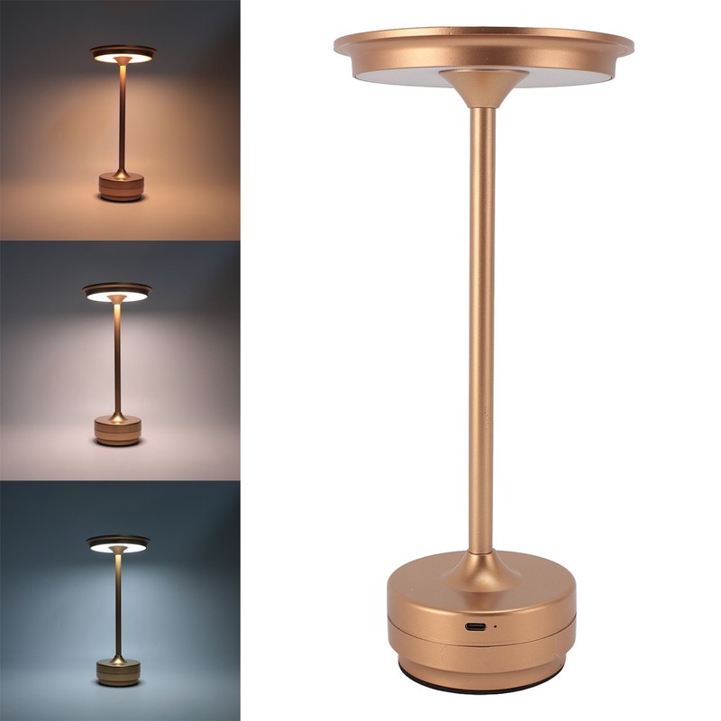 LED Cordless Table Lamp Aluminum Iron 3 Light Source Touch