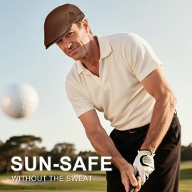 YANIKY Men's Mesh Flat Cap,Breathable Mesh Summer Hat,Adjustable Beret Ivy Caps Newsboy Hat for Cabbie Driving Hunting Fishing, Brown