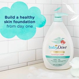 Baby Dove Sensitive Skin Care Baby Wash Fragrance Free Moisture For Baby Bath Time Fragrance Free and Hypoallergenic, Washes Away Bacteria 34 oz (Pack of 1)