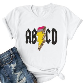 YZMI ABCD Teacher Shirt Back to School Shirts Kindergarten Teacher Shirt 12-White 2XL