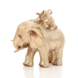MrHsiang Elephant Gifts for Women,Elephant Decor for Home,Elephant Statue Brings Love, Golden Cute Elephant Home Decor Living Room Figurines
