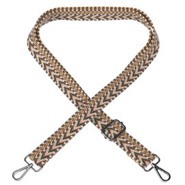 EAZY CASE - Adjustable Bag Strap, Replacement Strap for Handbags, Shoulder Strap for Shoulder Bags, Thin Strap for Bags and Tote Bags, DIY Bag Strap, Zig Zag - Brown Metal Silver