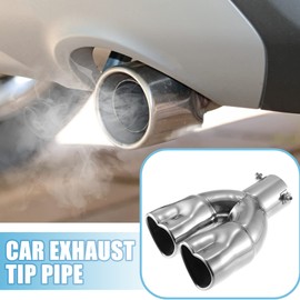 X AUTOHAUX Car Dual Exhaust Tip Pipe Heart Shaped 2.5" Metal Silver Tone