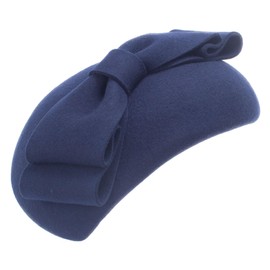 Lawliet Teardrop Womens 1940s Vintage Look Wool Felt Fascinator Pillbox Hat(Navy Blue)
