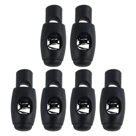 sourcing map 6pcs Plastic Cord Lock Stopper Clip End Spring Stop Toggle Fastener Stopper Rope End for Drawstring Clothing, Shoelace, Bag, Camping Black