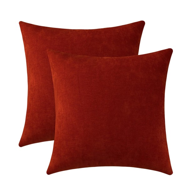 Jeneoo Orange Red Decorative Throw Pillow Covers Soft Chenille Comfy