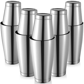 Xvvirnt 10 Pcs Cocktail Shakers, Professional Bar Shaker Boston Set, Boston Cocktail Shaker Set, Stainless Steel Martini Shakers Drink Mixer for Bartending, 18 oz & 27 oz (Silver)