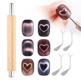 Heart-Shape Cat Eye Magnet Katzenaugen-Magnet für Nägel, Nagelmagnet,Doppelkopf-Katzenaugenmagnet, Katzenaugen-Gel-Magnetstift, Nail Magnet Tool Magnetische Stift Katze Eye Pen