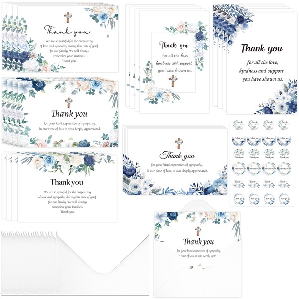 Funeral Thank You Cards with Envelopes: 24 Pcs Christian Sympathy