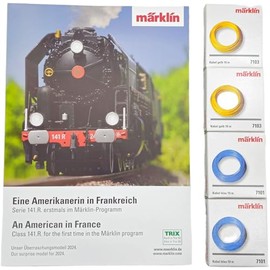 Accessory Set with Märklin Cable Yellow + Blue (10 m each, 7103 & 7101) + Poster Locomotive - Compatible with Model Railways H0 N Z