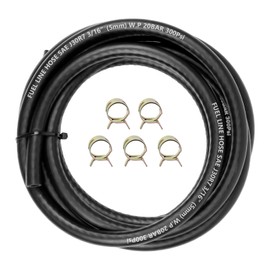 Fuel Line Hose 3/16" ID 20FT With 5PCS Clamps, 300PSI High Performance, Push Lock Reinforced Rubber NBR Automotive Fuel Line For Lawn Mowers/Cultivator/ATV's Tractors And Other Small Engine Equipment