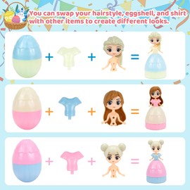 Manaror 12PCS Pre Filled Easter Eggs Gifts for Kids with Transforms into Princess Toys Easter Basket Stuffers Easter Eggs Hunt Easter Party Favor Prize Classroom Rewards Toys for Girls