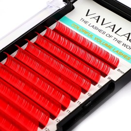Colored Lash Extensions 0.07mm CC Curl Red Individual Volume Lashes Extensions 8-15 Mix Length Color Eyelash Extensions for Salon (Red 0.07-CC, 8-15mm)