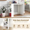Tangkula Small White Desk with 3-Tier Bookshelf, Modern Simple Home