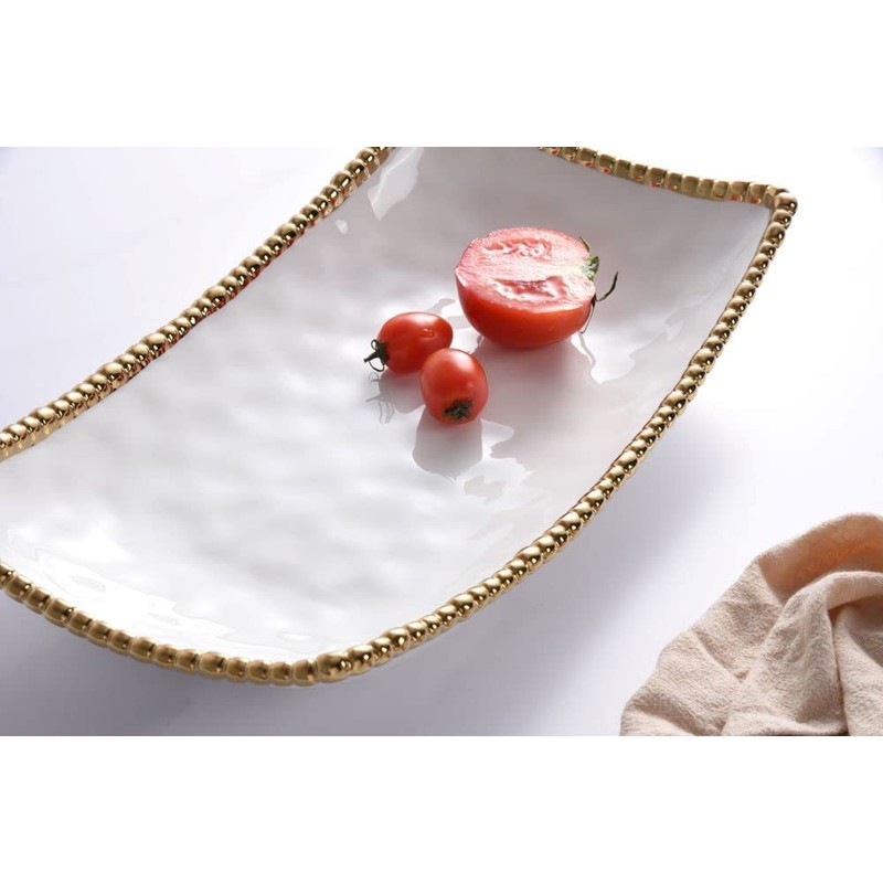 Pampa Bay Golden Salerno Rectangular Deep Server, Porcelain, 15" x