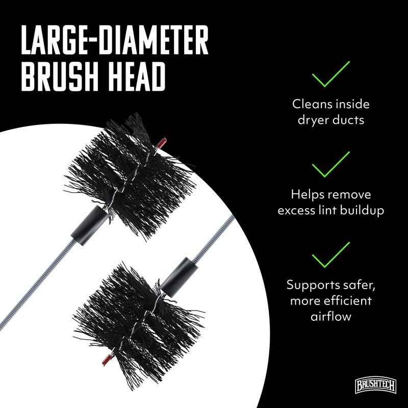 Brushtech Dryer Vent Cleaning Brush - 10-Foot Flexible Duct Cleaning