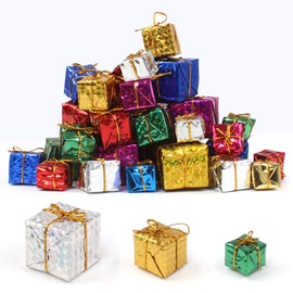 Dadabig 60 PCS Christmas Tree Decor, Mini Christmas Ornaments Foam Gift Box Xmas Tree Hanging Christmas Tree Pendant Decoration Party Nice Decor, (3 Sizes 6 Colors)