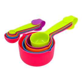 Rightox Measuring Cups and Spoons Food Graded Plastic Stackable Kitchen Utensil Set of 10 Multicolour