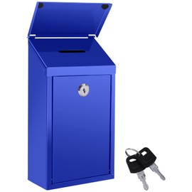 Metal Donation Box with Slot and Lock, Waterproof Wall Mounted Mailbox for Cash, Home Office, Outdoor