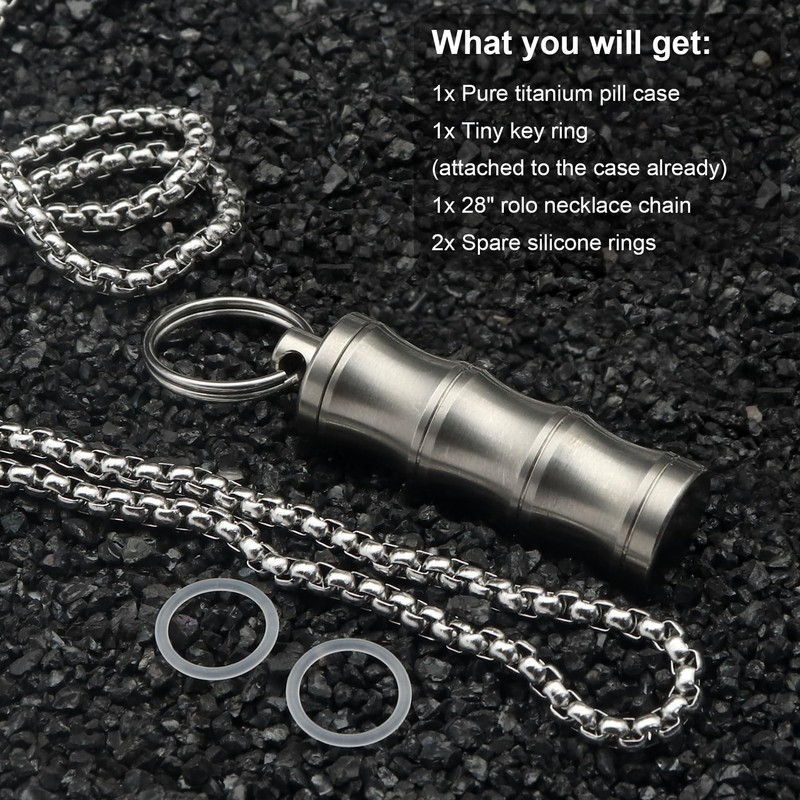 Titanium Small Pill Box Titanium Pill Case Necklace Nitro Mini