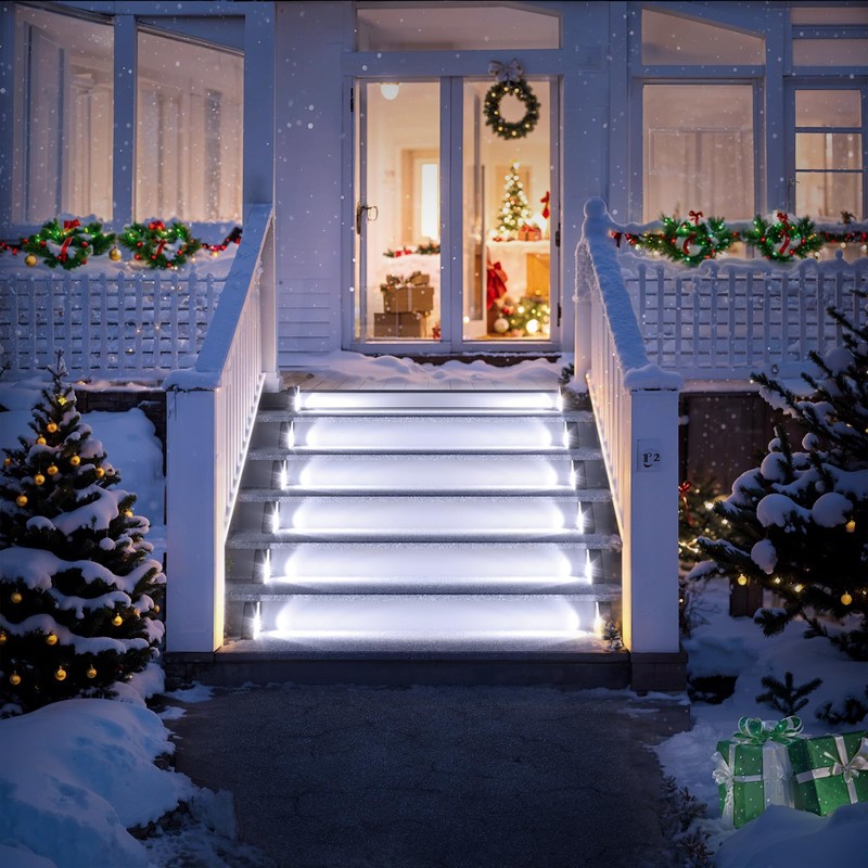 ROSHWEY Solar Step Lights for Outside, 16 Pack Solar Powered