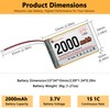 Hiteuoms 3.7V 2000mAh Lithium Rechargeable Battery 1S 1C LiPo Battery