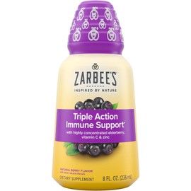 Zarbee's Naturals Black Elderberry Immune Support* Highly Concentrated Syrup with Real Elderberry, Vitamin C, & Zinc, 8 oz Bottle