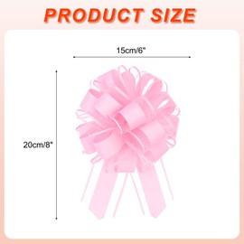 MECCANIXITY 5pcs 6 Inch Large Big Pull Bow Organza Gift Wrapping Bows Ribbon for Wedding Car Baskets Presents Christmas Bow, Pink