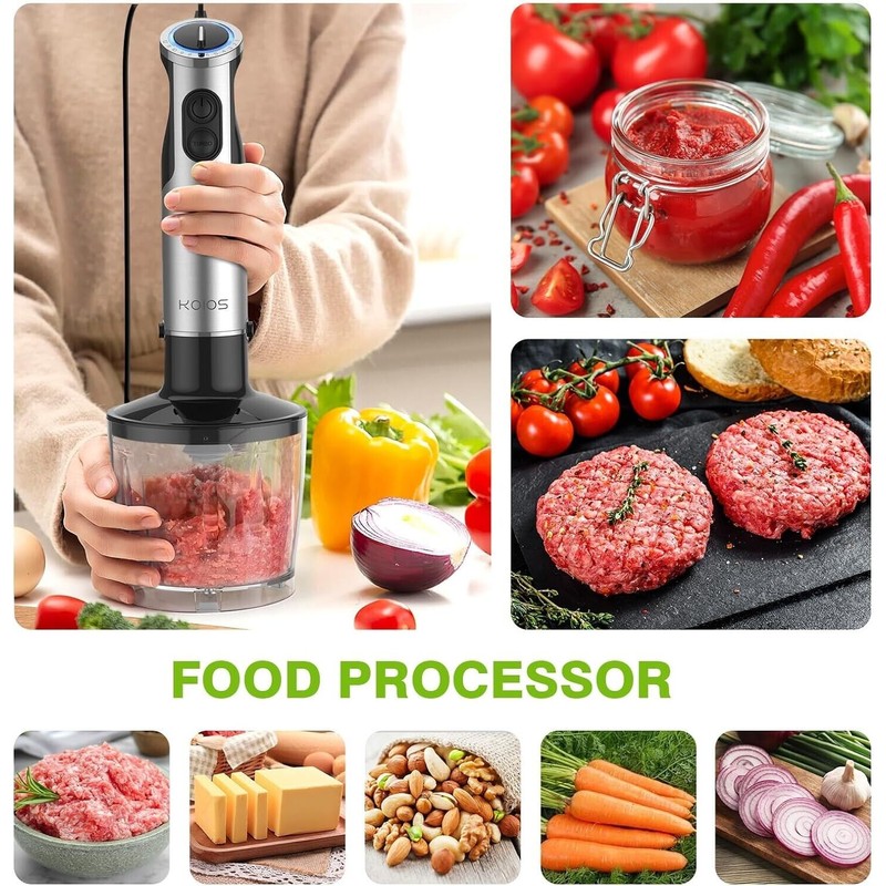 KOIOS 5-in-1 Hand Immersion Blender 1000w Entire Stainless Steel Blender