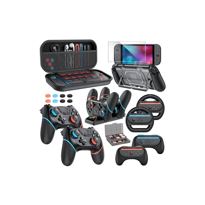 Switch 2 Controller Accessories Bundle (Black+Black)