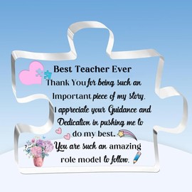 Teacher Puzzle Shaped Plaques Teacher's Day Gifts for Women Men Professors Appreciate Birthday Present Ideas Educator Acrylic Signs from Students Graduate Christmas Thanksgiving Retirement Keepsakes
