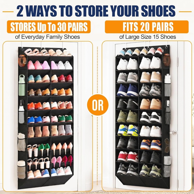 30 Pairs Over the Door Shoe Storage with 20 Wide