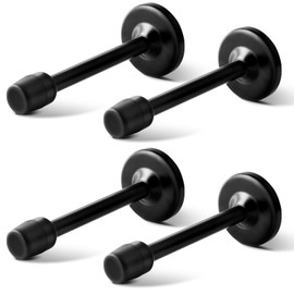 Door Stopper, 6 Inch(150mm) Long Door Stop, Black Doorstops for Bottom of Door Wall Mount Baseboard Baby Proof Doors Holders Protector with Rubber Bumper Tips, Stainless Steel（4 Pack