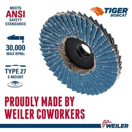 Weiler 50933 Bobcat 2" Diameter, 80 Grit, Zirconium, Plastic Backing, Type 27 Specialty Abrasive Flap Mini Disc (Pack of 10)