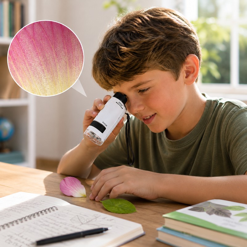 Kids Microscope Kit for STEM Learning – Portable 120X Science