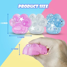 Clear Squishy Paw,Fufu Squishy Fidget Toys Pack,Cat Paw Squeeze Toys,Cute Stuff,Stress Sensory Toy Gift for Adults & Kids,Christmas Stocking Stuffers,Easter Basket Stuffers 2Pcs(Clear+Clear Blue)