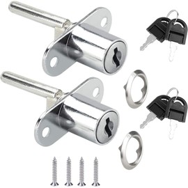 2 Piezas Cerradura de Cajón para Oficina, Muebles y Archivos, Cerradura de Émbolo con Llaves, Seguridad para Escritorios y Gabinetes de Oficina, Material Resistente a la Corrosión (Plata)