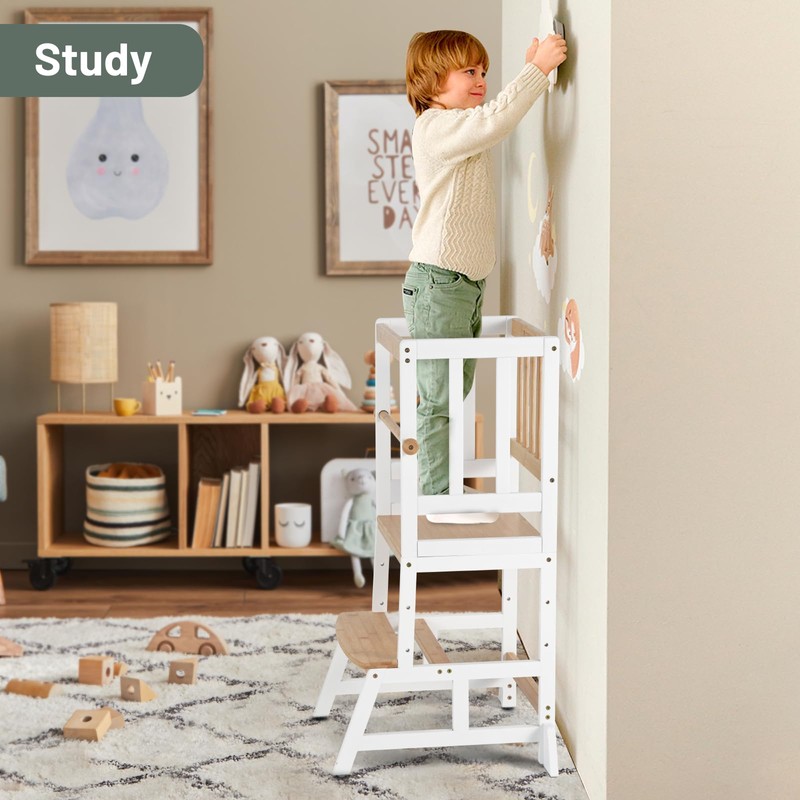 COSYLAND Toddler Standing Tower - Adjustable Height Toddler Kitchen Stool