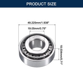 HIPicco 09067/195 Tapered Roller Bearing Cone and Cup Set, 0.75" Bore 1.938" OD 0.71" Cup Width, Chrome Steel Taper Bearings Set, ABEC-3
