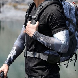 Outdoor Printed Cooling UV Protection Arm Sleeves (2-Pack) HB35 Printed Cool Arm Sleeves - Wave L