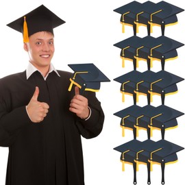 Geelin 36 Pcs Graduation Handheld Fans Double Sided Grad Cap Plastic Graduation Fans Bulk with Handles for Summer Party Favor Class of 2025 Grad Photo Booth Props