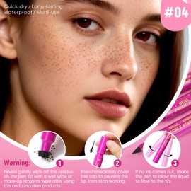 HOSAILY 2 in 1 Freckle Stamp Pen Waterproof for Natural Lifelike Faux Freckle Stamp Long Lasting Quick Dry Magic Fake Freckles Stain Marker Pen for Sunkissed Makeup 04#Dark Brown