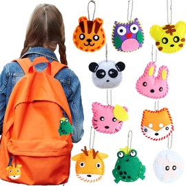 WSNDM 10 Pcs Felt Sewing Craft Kit for Kids, DIY Felt Craft Kit Ornaments, Kids Fun Educational Sewing Craft Kits, Cute Animal Stuffed Stitch Dolls, for Beginners Girls Boys (10 Pcs)