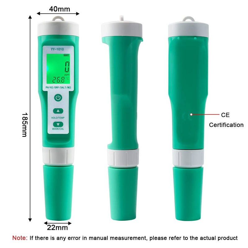 Hydrogen Water Tester 10 in 1 Resistivity/Fertility/H2/pH/TDS/EC/ORP/S.G/Salt/Temp Meter with ATC